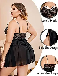 Women's Net Plus Size Babydoll Nightwear Set-thumb1