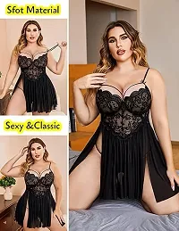 Women's Net Plus Size Babydoll Nightwear Set-thumb2