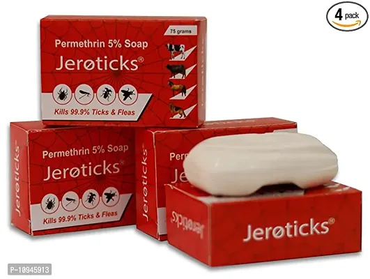Jeroticks Permethrin Dog Soap For Ticks And Fleas Natural -75 Grams,  Pack Of 4