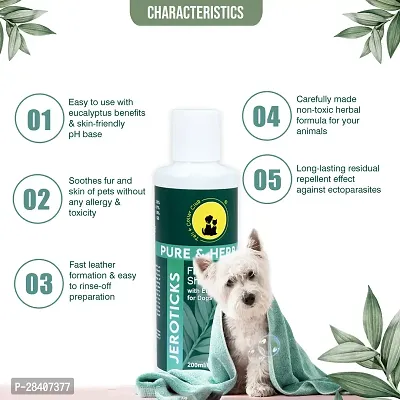 Tail  Collar Club Herbal Shampoo for Dogs Flea and Ticks with Eucalyptus Oil and Aloe Tick Shampoo for All Breeds with Comb Labrador Persian Cat German Shepherd - Jeroticks Shampoo  Brush - 200ml-thumb2