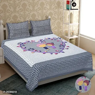 Fancy Cotton Printed Bedsheet With 2 Pillow Covers-thumb0