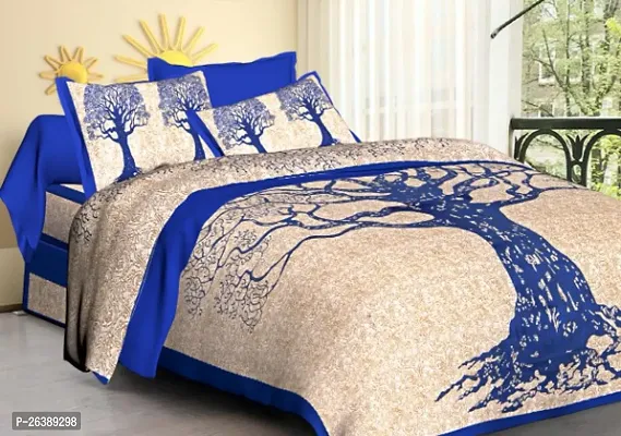 Fancy Cotton Printed Bedsheet With 2 Pillow Covers-thumb0