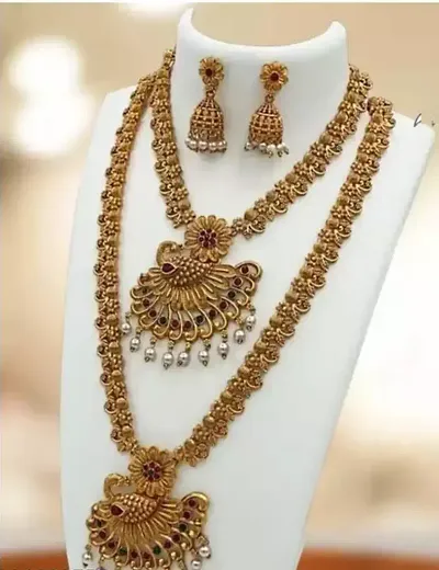 Traditional Alloy Gold Plated Bridal Necklace Set Pack of 2