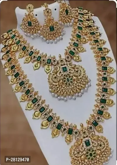 Stylish Golden Alloy American Diamond Jewellery Set For Women-thumb0