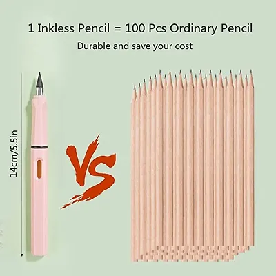 100Pcs Inkless Pencil Everlasting Pencil Eternal With Eraser