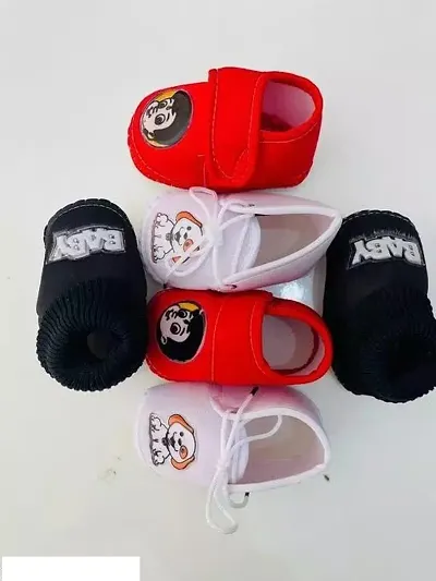 New Born Baby Most Stylish Baby Shoes For baby girls  baby boys booties combo of 3(red black white)