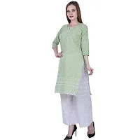 Patson Women Chikankari Straight Kurti (Medium, Green)-thumb1