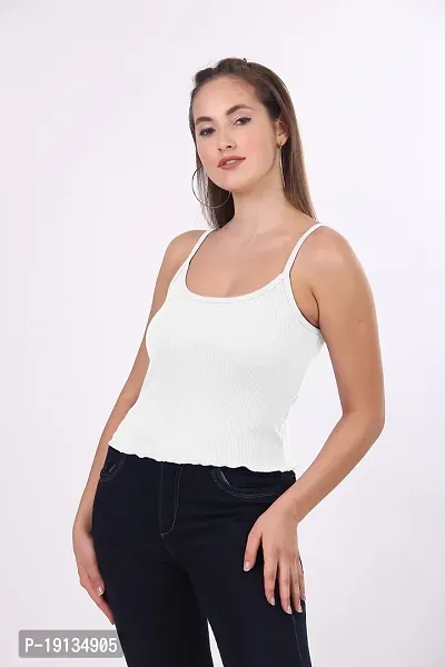 Patson Women Cami Top for Summer (Small, White)-thumb4