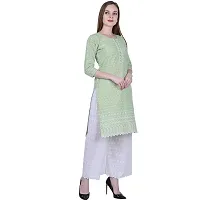 Patson Women Chikankari Straight Kurti (Medium, Green)-thumb4