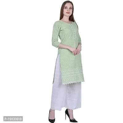 Patson Women Chikankari Straight Kurti (Medium, Green)-thumb5