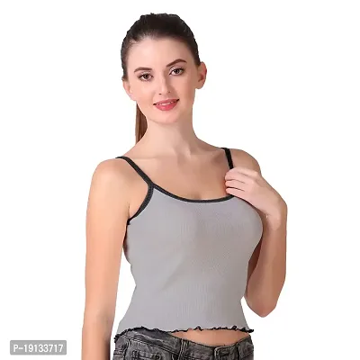 Patson Women Cami Strap Tank Top (Medium, Grey)-thumb0
