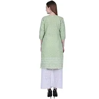 Patson Women Chikankari Straight Kurti (Medium, Green)-thumb2