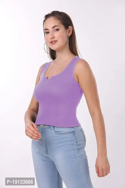 Patson Women Trendy Crop Top (Small, Lavender)-thumb5
