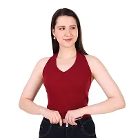 Patson Women Stylish Backless Top (Medium, Maroon)-thumb1