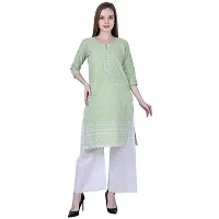 Patson Chikankari Kurti Palazzo Set (X-Large, Mint Green)-thumb2