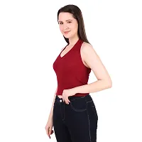 Patson Women Stylish Backless Top (Medium, Maroon)-thumb2