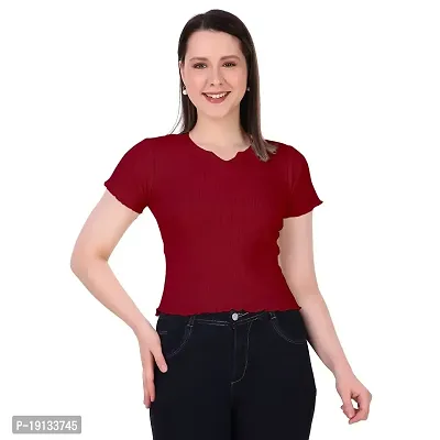 Patson Women Premium Cotton Top (Medium, Maroon)