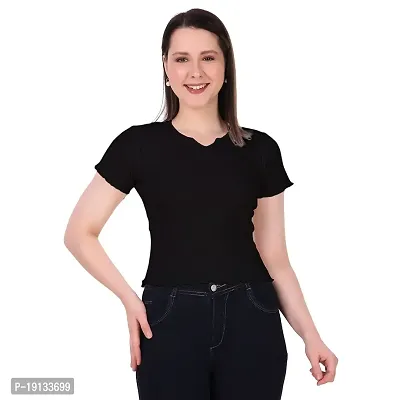 Patson Women Premium Cotton Top (Small, Black)-thumb1