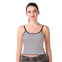 Patson Women Cami Strap Tank Top (Medium, Grey)-thumb2