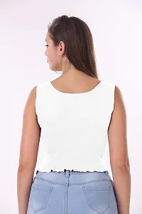 Patson Women Sleeveless U Neck Top (Medium, White)-thumb1