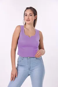 Patson Women Trendy Crop Top (Small, Lavender)-thumb1
