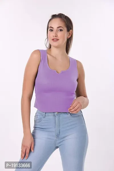 Patson Women Trendy Crop Top (Small, Lavender)-thumb2