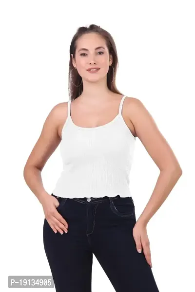 Patson Women Cami Top for Summer (Small, White)