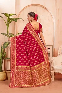 Stylish Red Jacquard Saree With Blouse Piece For Women-thumb1