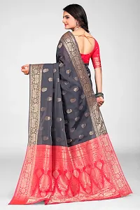 Stylish Black Jacquard Saree With Blouse Piece For Women-thumb1