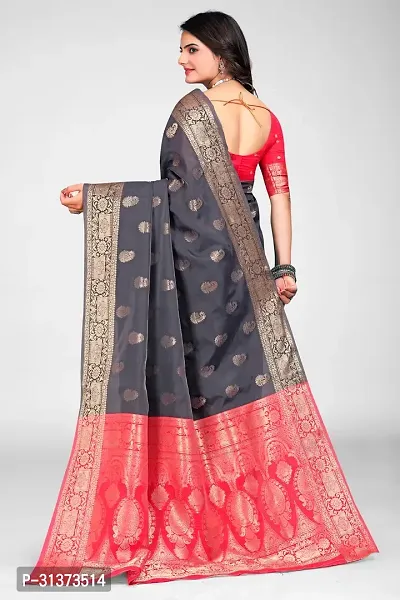 Stylish Black Jacquard Saree With Blouse Piece For Women-thumb2