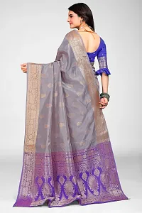 Stylish Grey Jacquard Saree With Blouse Piece For Women-thumb1