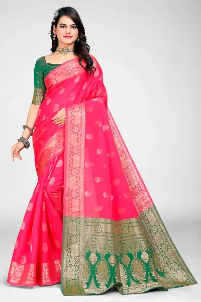 Stylish Art Silk Jacquard Saree with Blouse piece For Women