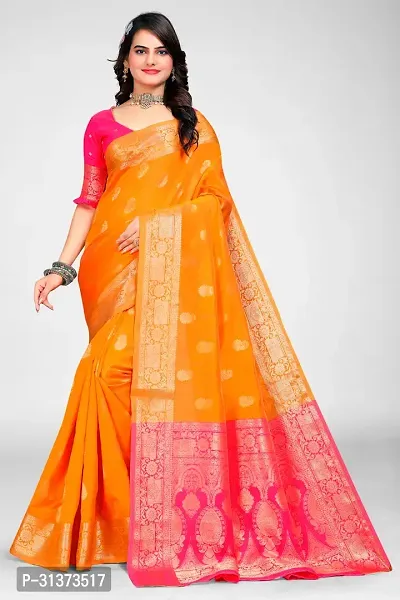 Stylish Mustard Jacquard Saree With Blouse Piece For Women