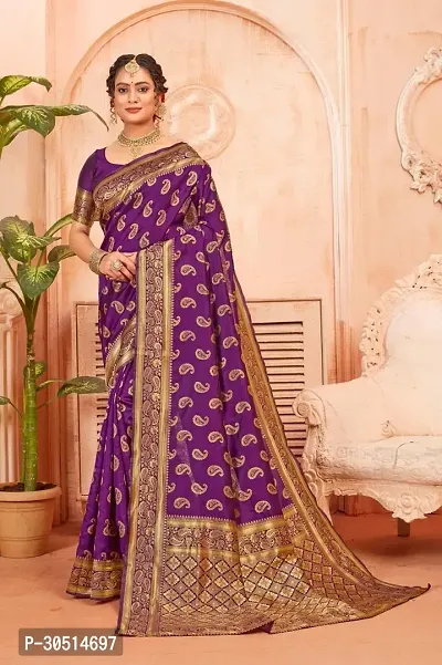 Stylish Purple Jacquard Saree With Blouse Piece For Women