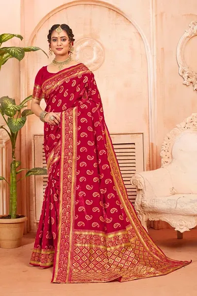 Stylish Jacquard Saree With Blouse Piece For Women