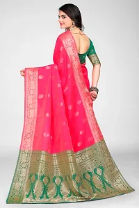 Stylish Pink Jacquard Saree With Blouse Piece For Women-thumb1