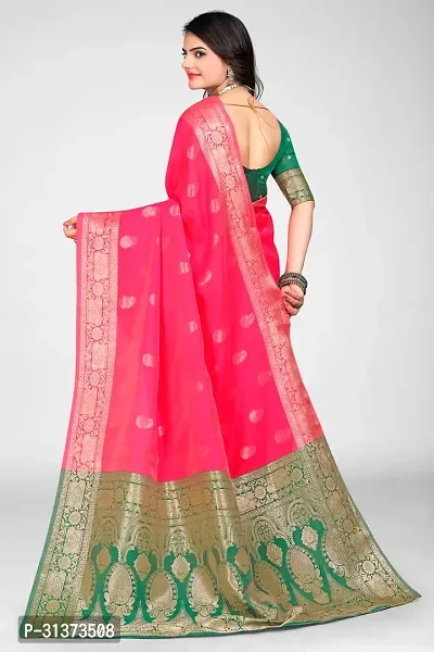 Stylish Pink Jacquard Saree With Blouse Piece For Women-thumb2