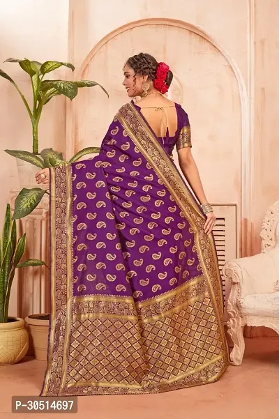 Stylish Purple Jacquard Saree With Blouse Piece For Women-thumb2