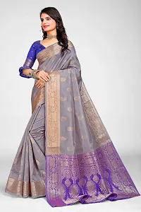 Stylish Grey Jacquard Saree With Blouse Piece For Women-thumb3