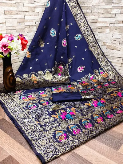 Banarasi Silk Jacquard Sarees with Blouse piece