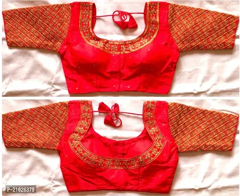 Womens Banglori Silk Embroidery Coding  Work Readymade Saree Blouse