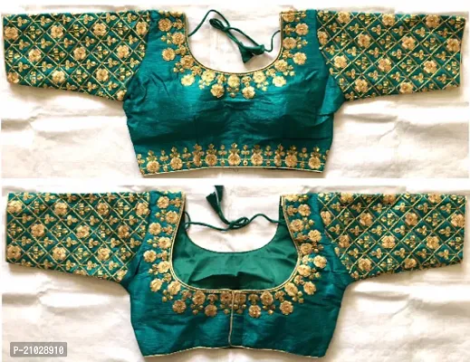 Womens Banglori Silk Embroidery Coding  Work Readymade Saree Blouse-thumb0
