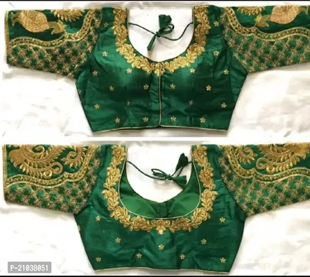 Trendy Banarasi Silk Embroidery Work Stitched  Blouse For Women-thumb0