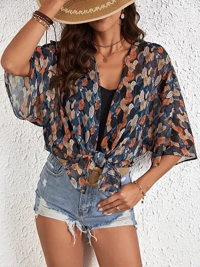 Classic Georgette Printed Shrug for Women
