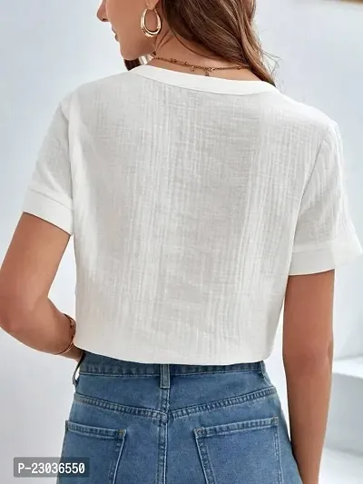 Casual Regular Sleeves Solid Women White Top-thumb3