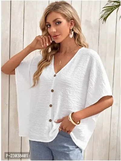 Casual Regular Sleeves Solid Women White Top