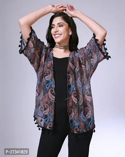 Classic Georgette Printed Shrug for Women-thumb0