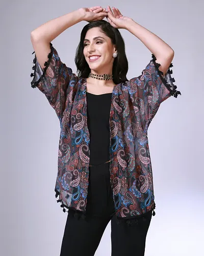 Classic Georgette Printed Shrug For Women