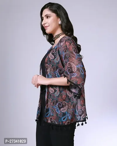 Classic Georgette Printed Shrug for Women-thumb2