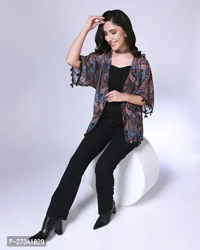 Classic Georgette Printed Shrug for Women-thumb3